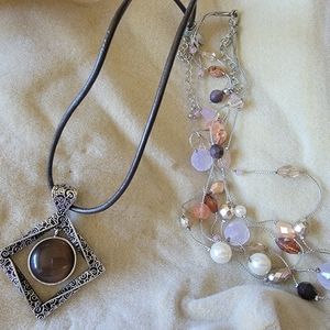 2 like new Lia Sophia brown tone necklaces